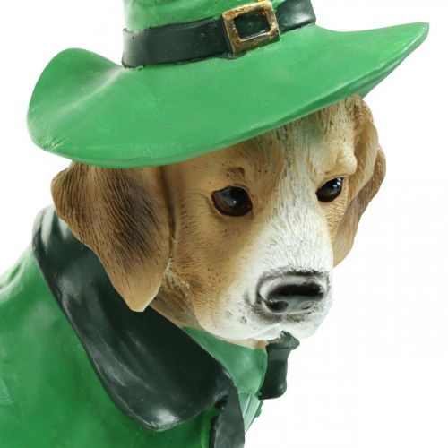 Artikel Beagle i hatt St. Patrick&#39;s Day Hund i kostym Trädgårdsdekor Hund H24,5 cm
