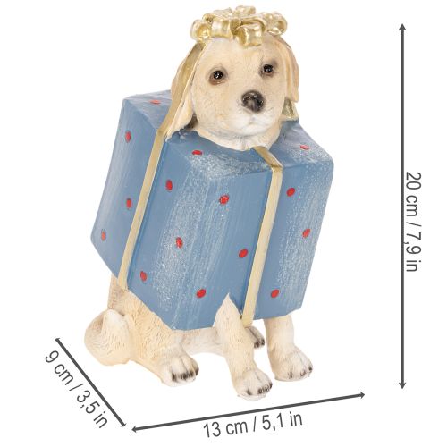 Dekorativ figur av en sittande valp i presentask, 20 cm | Floristik24.se