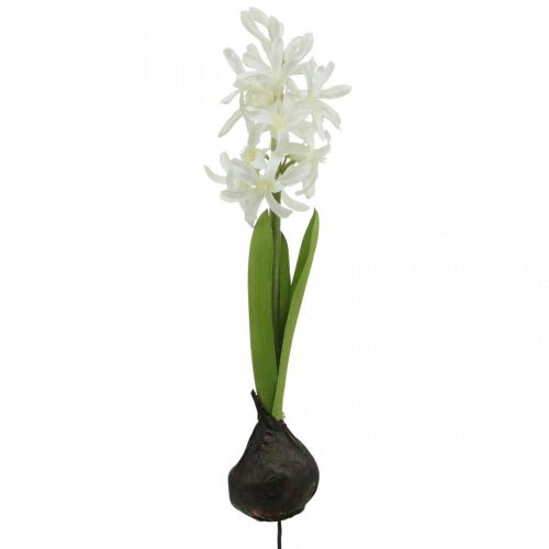Floristik24 Konstgjord hyacint med lök konstgjord blomma vit att sticka 29cm