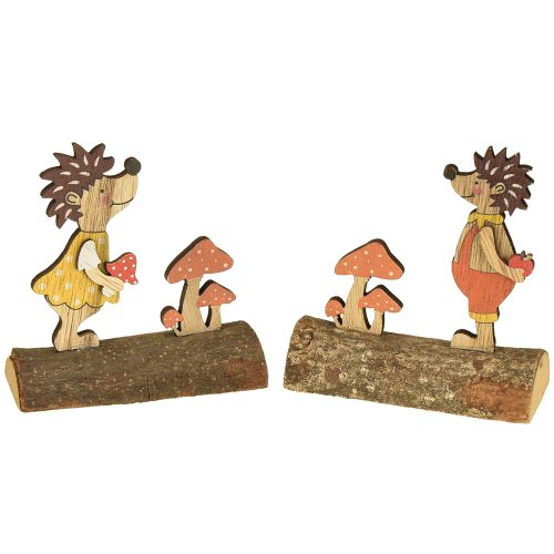 Igelkott med svamp höstfigur träig igelkott gul/orange H11cm set om 6