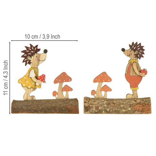Artikel Igelkott med svamp höstfigur träig igelkott gul/orange H11cm set om 6