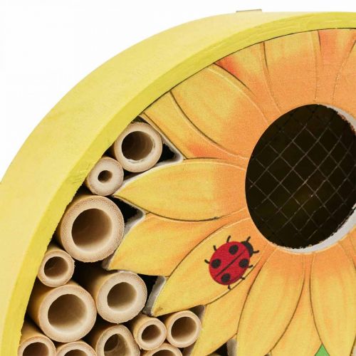 Floristik24 Insektshotell Runt Insektshus i trä Gul Solros Ø25cm