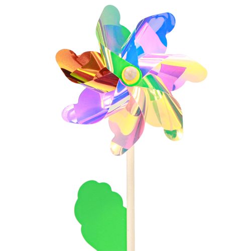 Floristik24 Skimrande pinwheel blomma med löv väderkvarn Ø17,5cm 2st