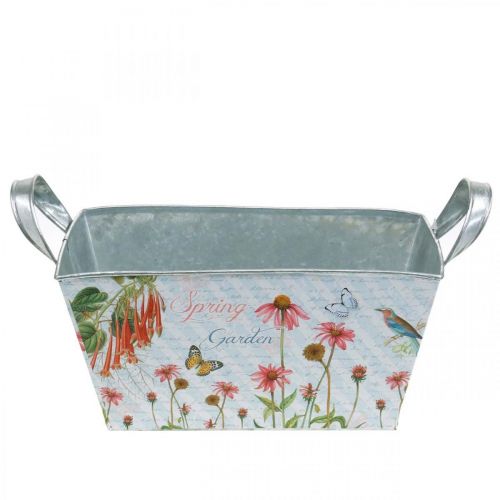 Floristik24 Jardiniere planter med handtag metallblommor vårdekoration 23 × 14 × 11 cm