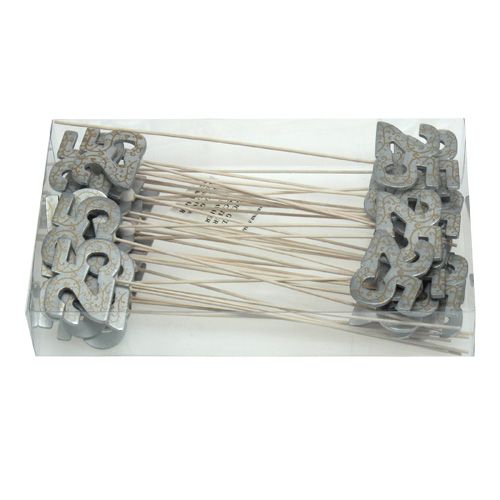 Floristik24 Jubileumsnummer "25" av trä silver 36st