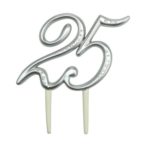 Floristik24 Nummer &quot;25&quot; för att ansluta silver 15,5 cm