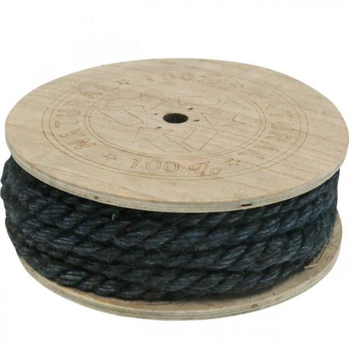 Artikel Jutesnöre svart, dekorationssnöre, naturlig jutefiber, dekorlina Ø8mm 7m