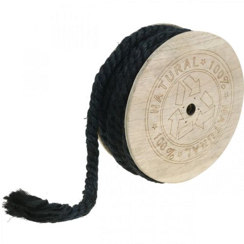 Artikel Jutesnöre svart, dekorationssnöre, naturlig jutefiber, dekorlina Ø8mm 7m