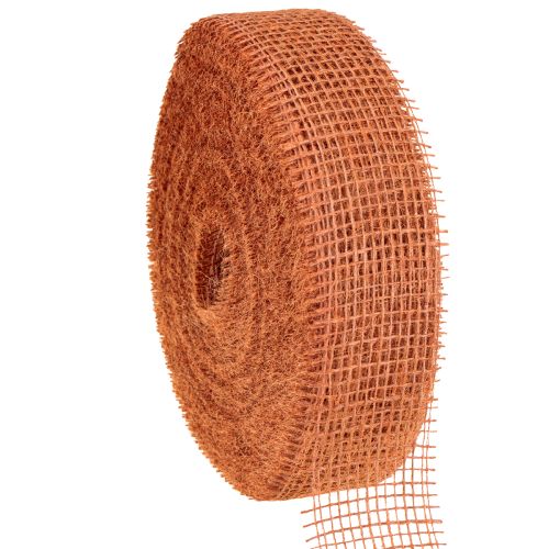 Juteband, nätband, jute, ekologisk, terrakottaröd, 5 cm brett, 40 m långt