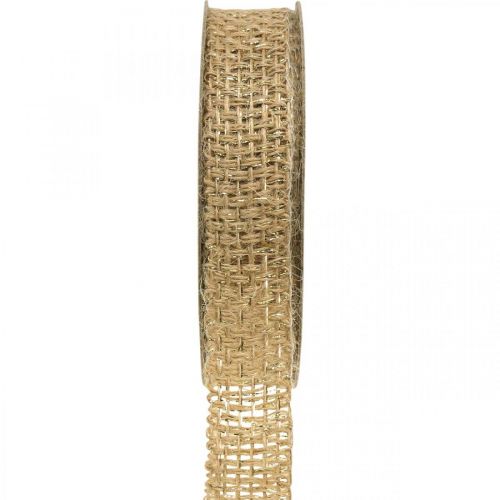 Floristik24 Juteband natur, guld dekorationsband jute dekoration 25mm 10m