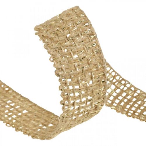 Floristik24 Juteband natur, guld dekorationsband jute dekoration 25mm 10m