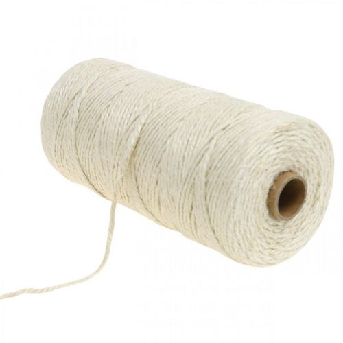 Artikel Jutesnöre, naturlig jutesnöre naturfärger, blekt Ø3mm L200m