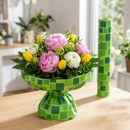 Manschettpapper för blombuketter i mosaikdesign, 25 cm x 100 m | Floristik24.se