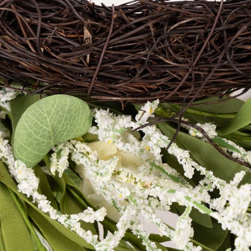 Artikel Konstgjord prästkragekrans, naturligt utseende och hållbar, för dörr- och väggdekoration, 55 cm