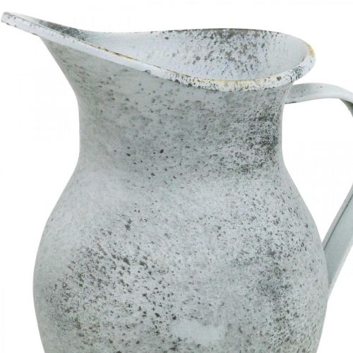 Artikel Dekorkanna metalltvättad vit shabby chic H18,5cm