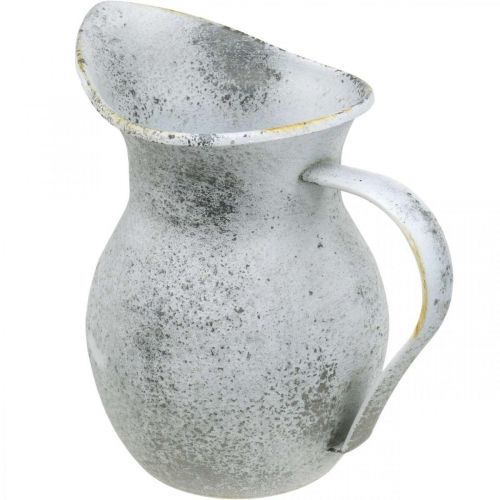 Artikel Dekorkanna metalltvättad vit shabby chic H18,5cm