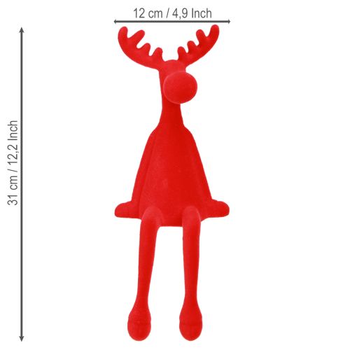 Artikel Kantpall Älgdekoration Jul Flockad 31cm Röd 3 st