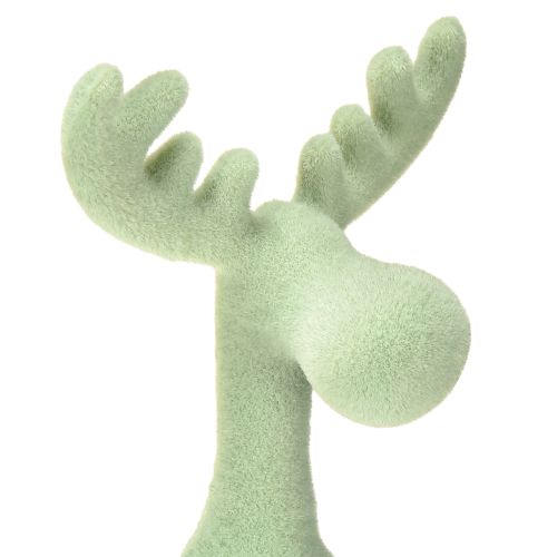 Artikel Kantpall älgdekoration flockad grön brun mint 31cm 3 stycken