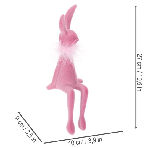 Artikel Påskharefigur med fjäderboa, hyllställ, dekorativ påskfigur, 27 cm, 2 stycken