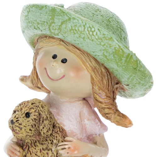 Hyllställ Leende flicka med hund Ø4,5 cm H9,5 cm | Floristik24.se