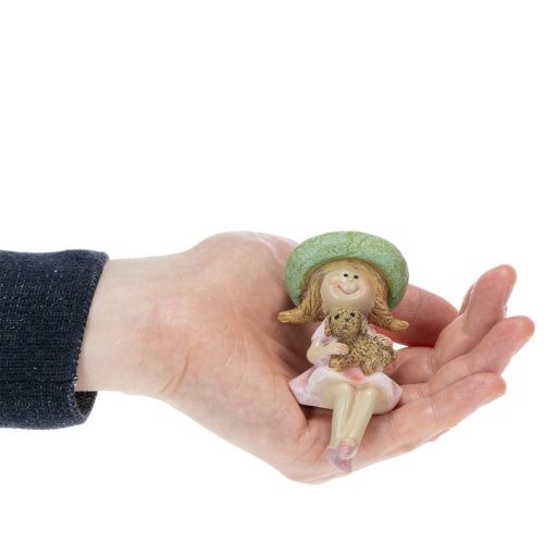 Hyllställ Leende flicka med hund Ø4,5 cm H9,5 cm | Floristik24.se