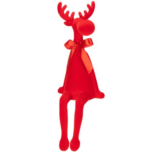 Dekorativ älgfigur med rosett, sittande, flockad hylla, 54 cm köpa | Floristik24.se