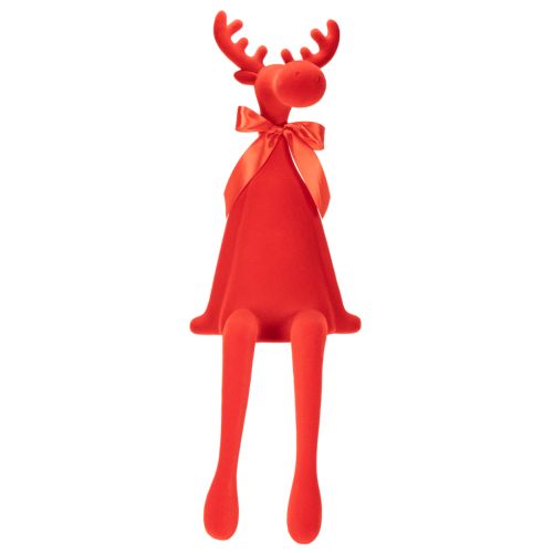 Dekorativ älgfigur, flockad hylla med rosett, 80 cm | Floristik24.se