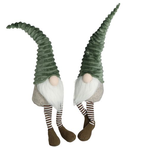 Floristik24 Kantpall Gnome Julgrön Brun H55cm 2st
