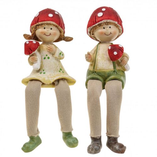 Floristik24 Hylla pall dekorativa figurer pojke och flicka svamp barn 2st