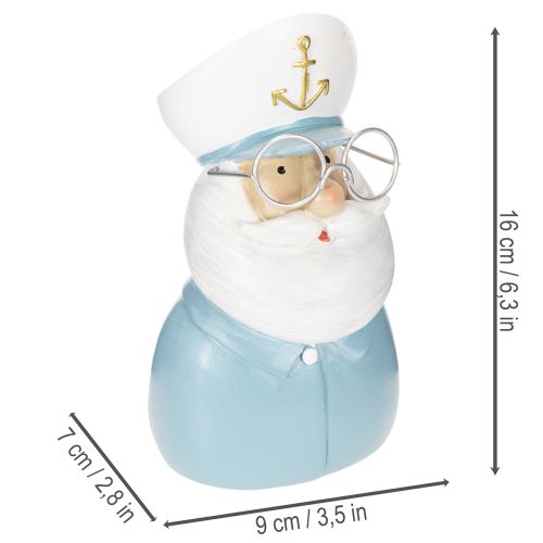 Kaptenfigur, maritim dekoration med glasögon och hatt, 16 cm | Floristik24.se