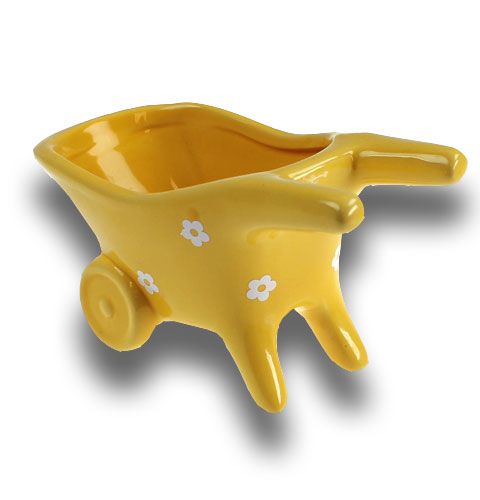 Floristik24 Keramisk skottkärra gul 16,5 cm