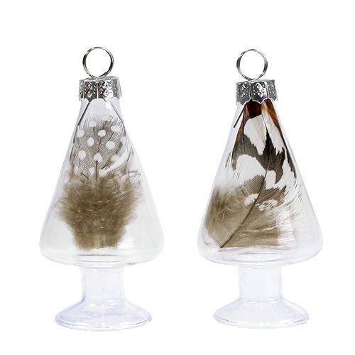 Floristik24 Korthållarglas med fjäder 4 cm x 8 cm klart 2st