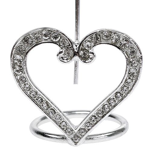 Floristik24 Korthållarhjärta för bordsdekoration 4cm silver 6st
