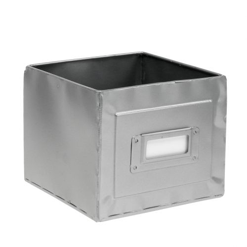 Floristik24 Låda i metallkruka med skylt 12x12x10,5cm