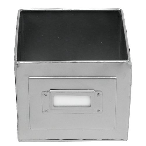 Floristik24 Låda i metallkruka med skylt 12x12x10,5cm