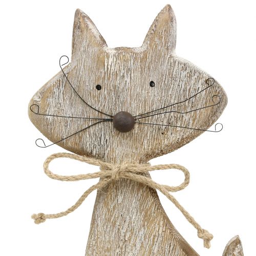 Floristik24 Träfigur katt natur, vit 37cm