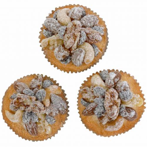 Floristik24 Muffins med nötter konstgjorda 7cm 3st