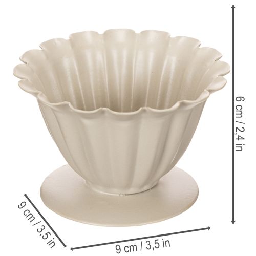 Skål, bägare, blomfoder, krämfärgad dekoration, 9 cm | Floristik24.se