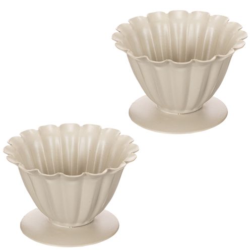 Skål, bägare, blomfoder, krämfärgad dekoration, 9 cm | Floristik24.se