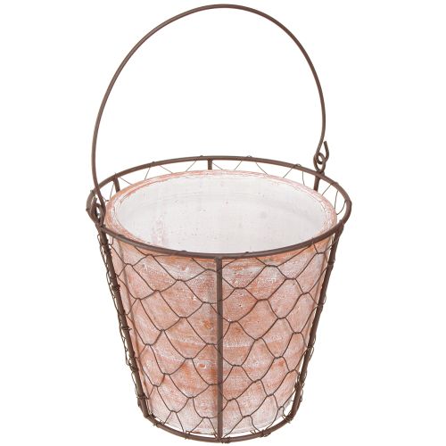 Floristik24 Keramisk blomkruka handtag metall brun Ø18cm