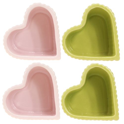Artikel Keramiska dekorativa hjärtan pastellgrön rosa 11×10×6cm 4 st
