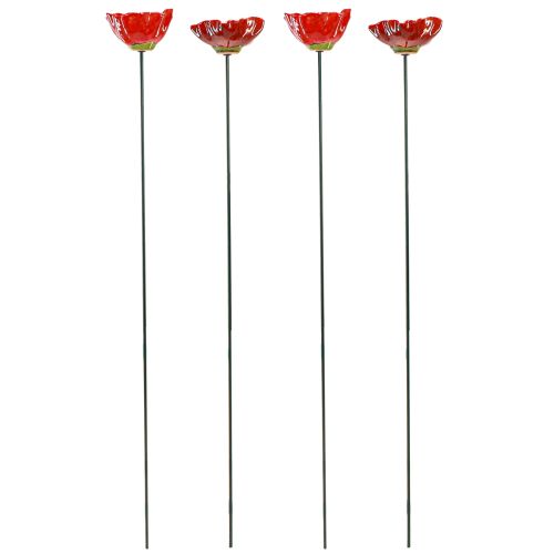 Floristik24 Keramisk dekorativ vallmo blomma trädgårdsstake vallmo röd Ø8cm 4 st