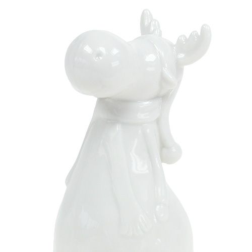 Floristik24 Keramisk figur älg 12,5cm vit 2st