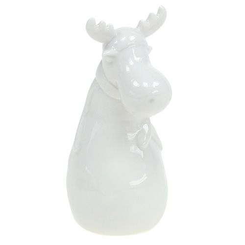 Floristik24 Keramisk figur älg 12,5cm vit 2st