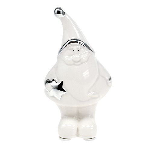 Floristik24 Keramisk figur Nicholas 11 cm vit, silver 8st