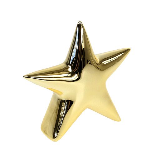 Keramisk stjärnguld 18cm stående 2st