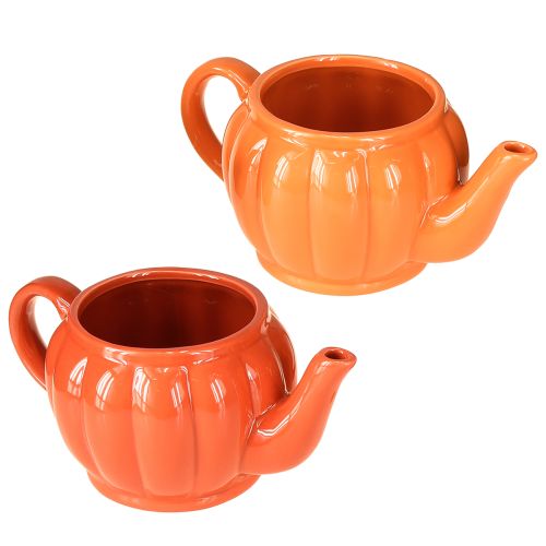 Keramisk planteringskanna med tekanna, orange blandad, 21,5×13×10 cm, 2 st