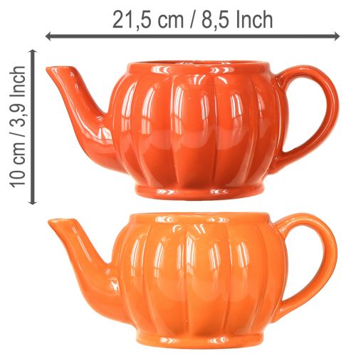 Floristik24 Keramisk planteringskanna med tekanna, orange blandad, 21,5×13×10 cm, 2 st