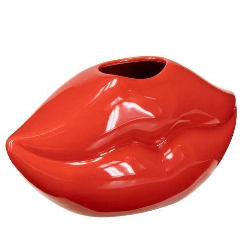 Keramikvas med röd kyssmun dekorativ vas 17×8,5×9 cm
