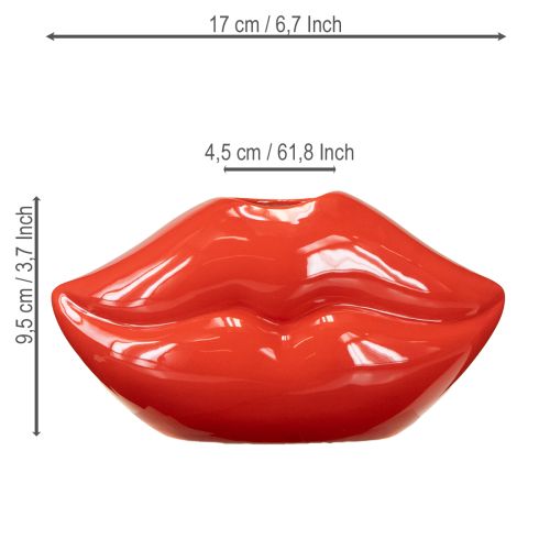 Artikel Keramikvas med röd kyssmun dekorativ vas 17×8,5×9 cm